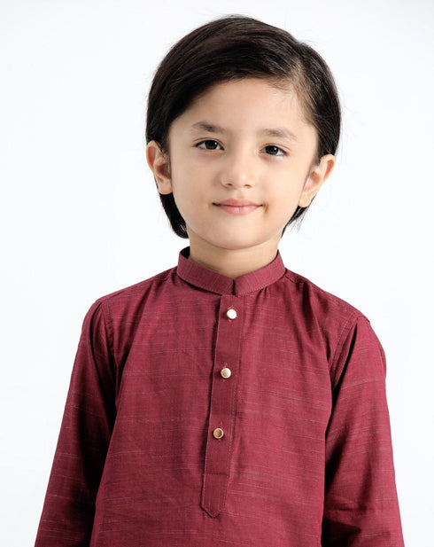 Wine Cotton Kurta Trouser