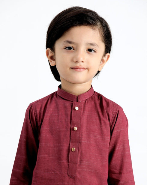 Wine Cotton Kurta Trouser