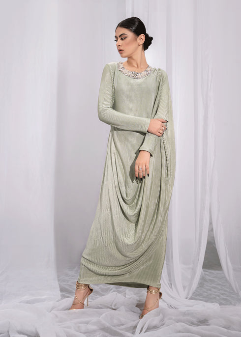 Soft Powder Mint Draped Shirt