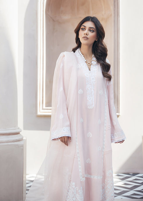 Powder Pink Shirt with Organza Dupatta