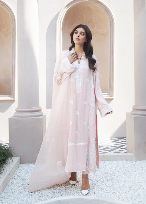 Powder Pink Shirt with Organza Dupatta