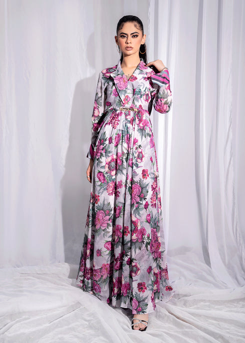 Floral Flared Gown
