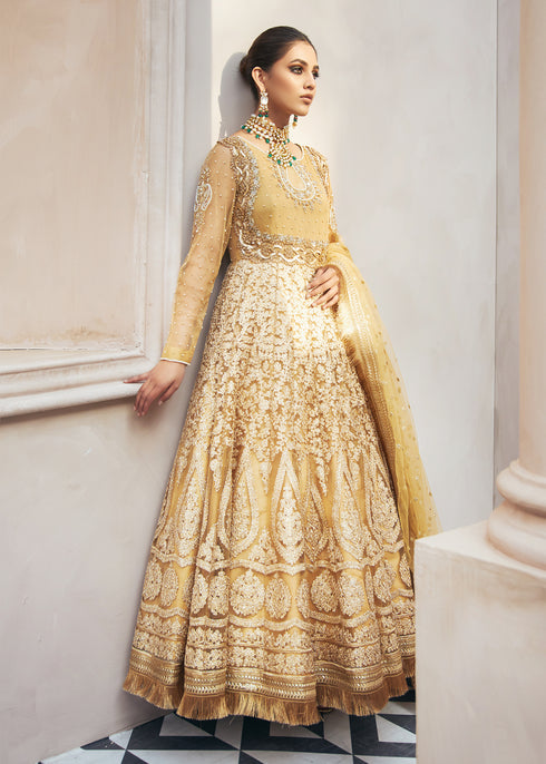 Gold Anarkali Flared Gown