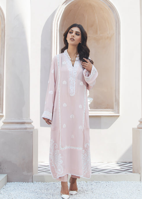 Powder Pink Shirt with Organza Dupatta
