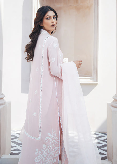 Powder Pink Shirt with Organza Dupatta