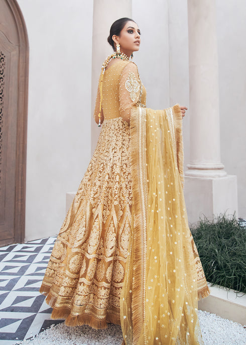 Gold Anarkali Flared Gown