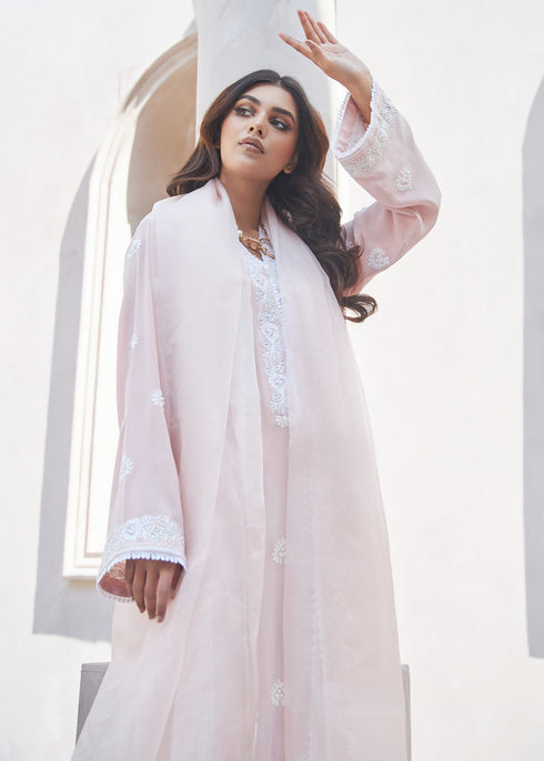 Powder Pink Shirt with Organza Dupatta