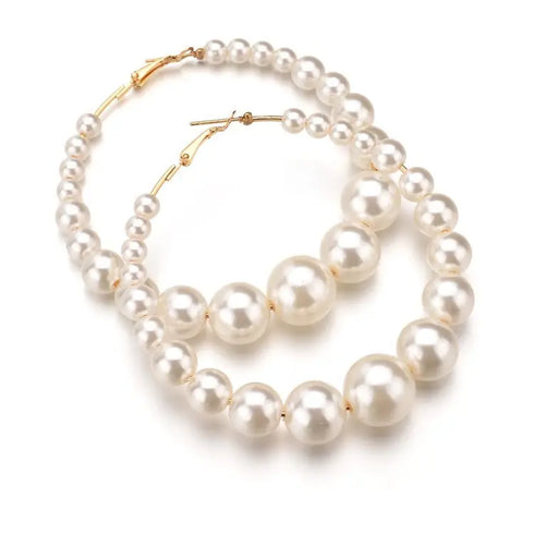 Faux Pearl Hoop Earring