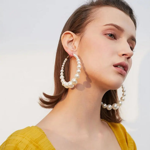 Faux Pearl Hoop Earring