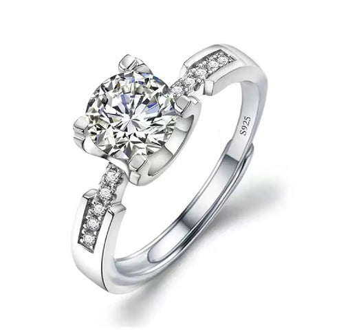 925 Sterling Silver 1 CT Round Solitaire Cubic Zirconia Engagement Ring