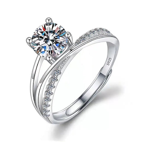 925 Sterling Silver 1 CT Round Solitaire Cubic Zirconia Engagement Ring