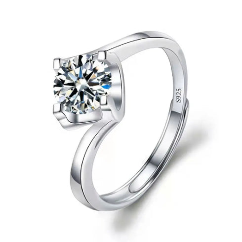 925 Sterling Silver 1 CT Round Solitaire Cubic Zirconia Engagement Ring