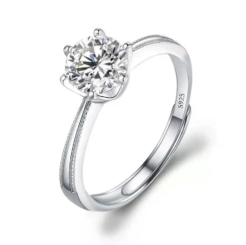 925 Sterling Silver 1 CT Round Solitaire Cubic Zirconia Engagement Ring
