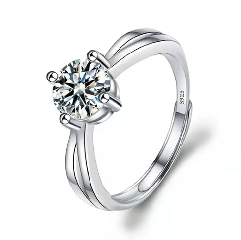 925 Sterling Silver 1 CT Round Solitaire Cubic Zirconia Engagement Ring