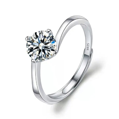 925 Sterling Silver 1 CT Round Solitaire Cubic Zirconia Engagement Ring