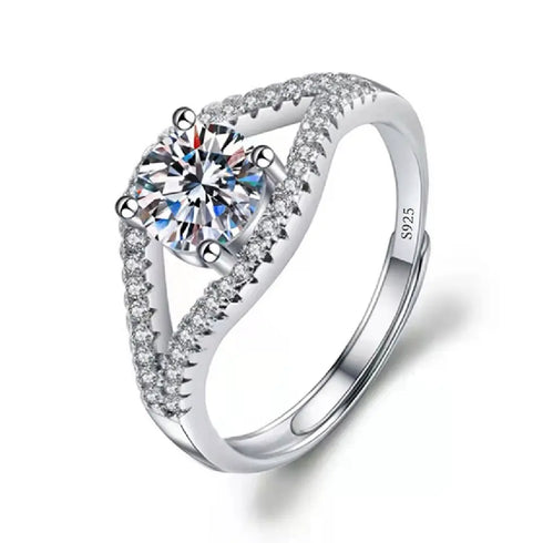 925 Sterling Silver 1 CT Round Solitaire Cubic Zirconia Engagement Ring