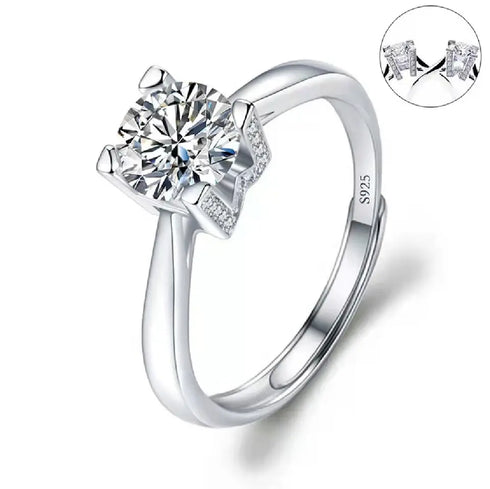925 Sterling Silver 1 CT Round Solitaire Cubic Zirconia Engagement Ring