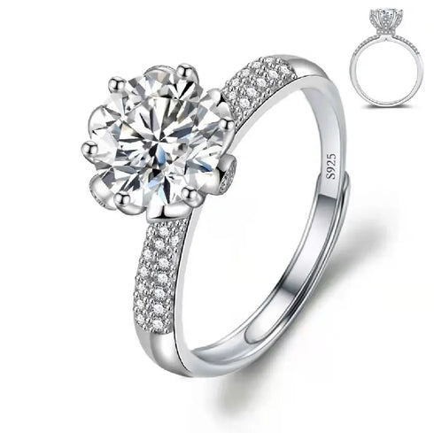 925 Sterling Silver 1 CT Round Solitaire Cubic Zirconia Engagement Ring
