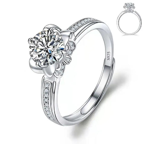 925 Sterling Silver 1 CT Round Solitaire Cubic Zirconia Engagement Ring
