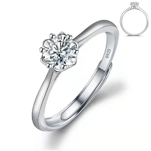 925 Sterling Silver 1 CT Round Solitaire Cubic Zirconia Engagement Ring