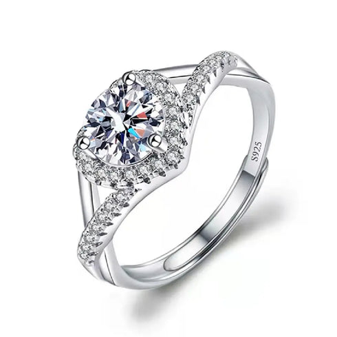 925 Sterling Silver 1 CT Round Solitaire Cubic Engagement Ring