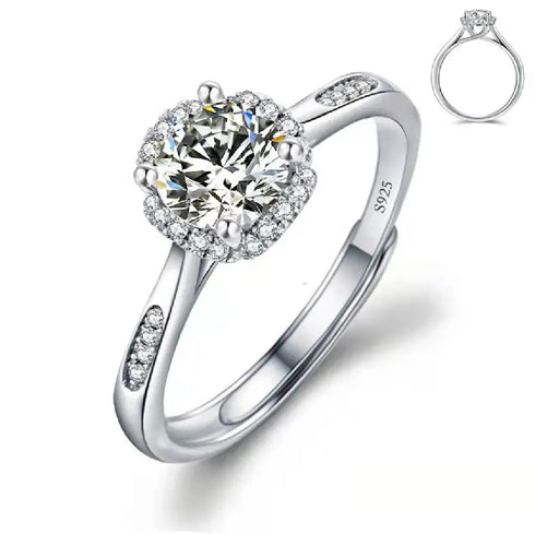 925 Sterling Silver 1 CT Round Solitaire Cubic Zirconia Engagement Ring