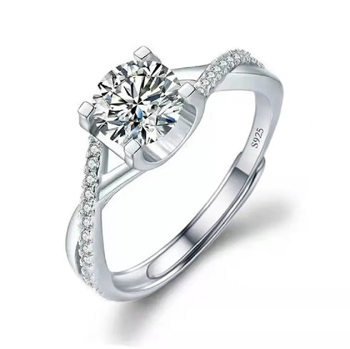 925 Sterling Silver 1 CT Round Solitaire Cubic Zirconia Engagement Ring