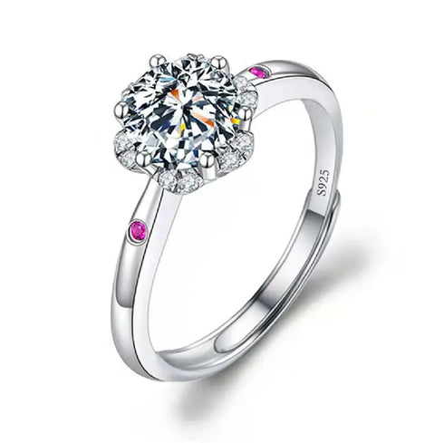 925 Sterling Silver 1 CT Round Solitaire Cubic Engagement Ring