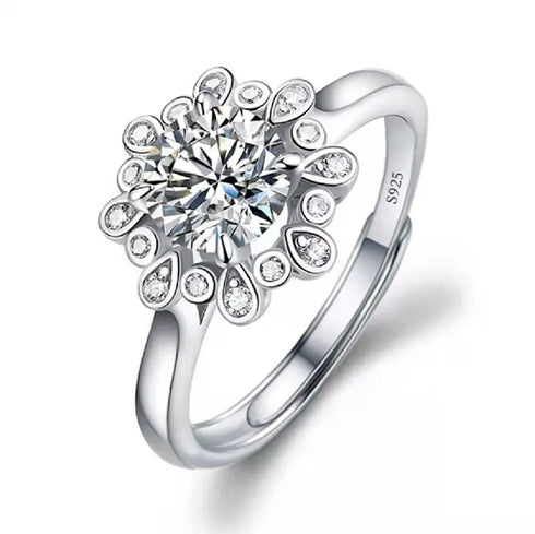 925 Sterling Silver 1 CT Round Solitaire Cubic Zirconia Engagement Ring