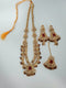 Gold Plated Long Kundan Necklace Set With Maang Tikka, Pak, Indian Traditional Jewellwery Set.