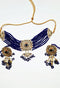 Premium Quality THappa Kundan Jurao CHokar Set With Blue Stones ,Multi Color Pearls