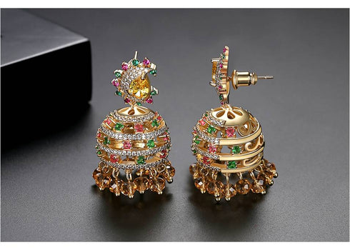 Multi Colour Zircon Jhumka Earrings Dangle Drop Earring