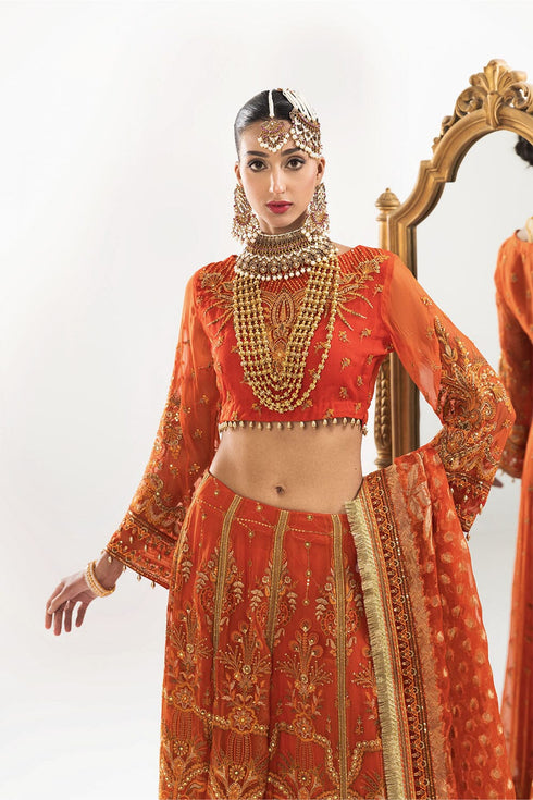 Stitched by Women Dresses | BAHARBANO (3 PIECE CHIFFON STITCHED LEHENGA)