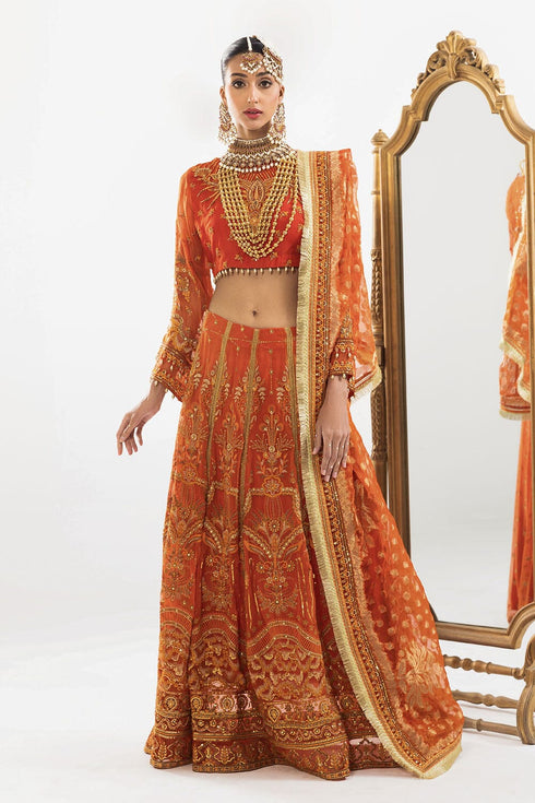 Stitched by Women Dresses | BAHARBANO (3 PIECE CHIFFON STITCHED LEHENGA)