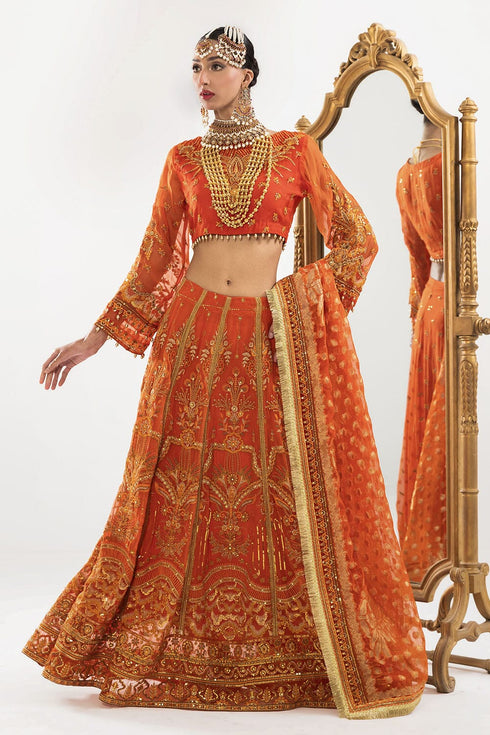 Stitched by Women Dresses | BAHARBANO (3 PIECE CHIFFON STITCHED LEHENGA)