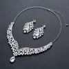 Crystal Necklace Earrings Bridal Jewelry Set