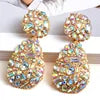 Gold Plated Large Colorful Zircon Rhinestone Oval Hoop Jhumka Earrings