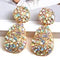 Gold Plated Large Colorful Zircon Rhinestone Oval Hoop Jhumka Earrings