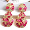 Gold Plated Large Colorful Zircon Rhinestone Oval Hoop Jhumka Earrings.