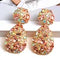 Gold Plated Large Colorful Zircon Rhinestone Oval Hoop Earrings
