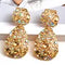 Gold Plated Large Colorful Zircon Rhinestone Oval Hoop Earrings.