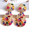 Gold Plated Large Colorful Zircon Rhinestone Oval Hoop Earrings.